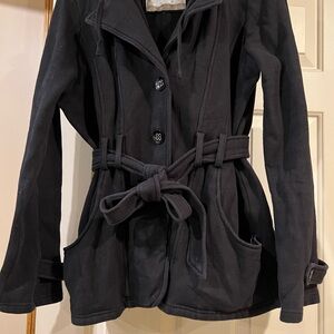 Rare: Unique trench-coat style top. Black, Maurices XL